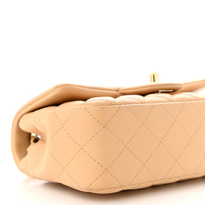 Chanel Lambskin Quilted Mini Rectangular Flap Beige 9 of 12
