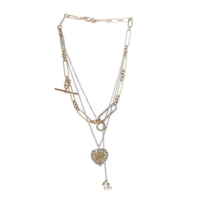 Christian Dior Metal Heart J'adior Multi Strand Necklace Aged Gold 3 of 7