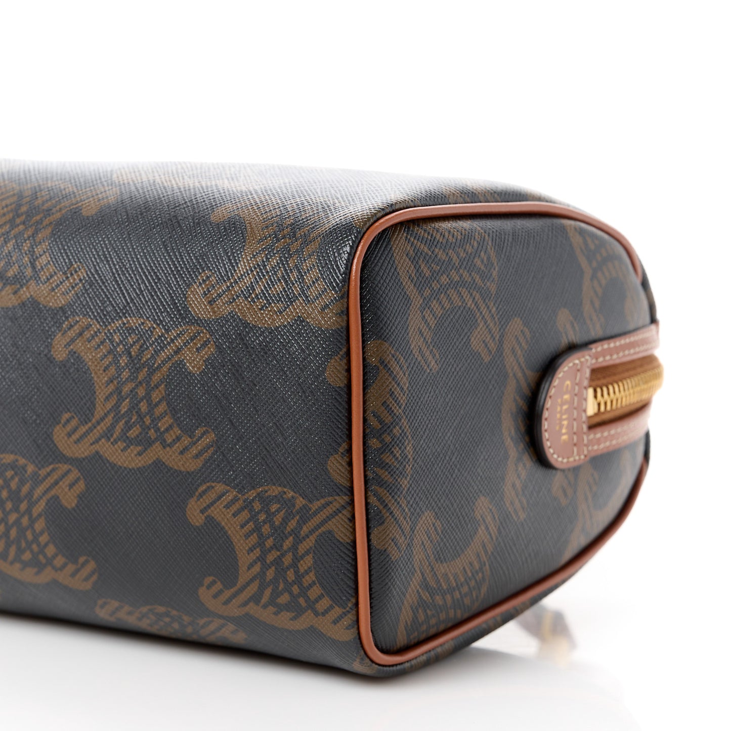 Triomphe Canvas XL Calfskin Small Boston Bag Tan