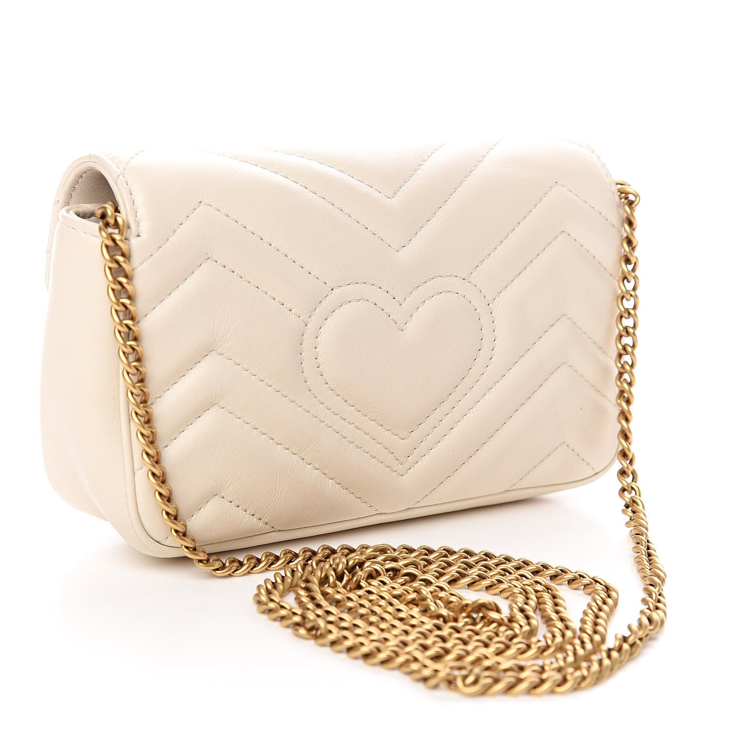 Calfskin Matelasse Super Mini GG Marmont Shoulder Bag White