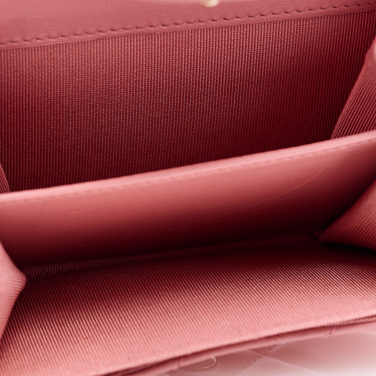 Lambskin Quilted Flap Card Holder Wallet Pink