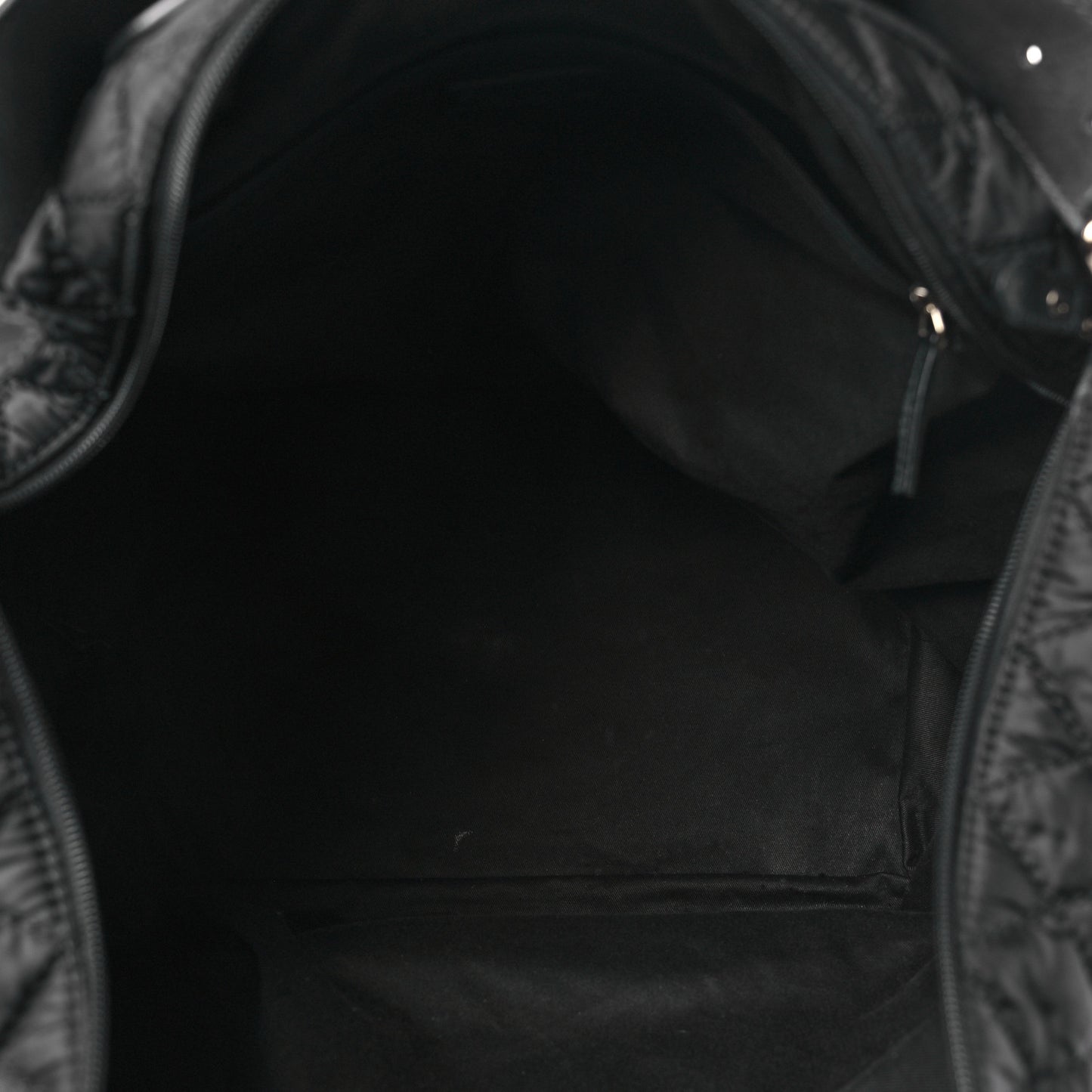 Nylon Calfskin Quilted Timeless Luggage Bag Black