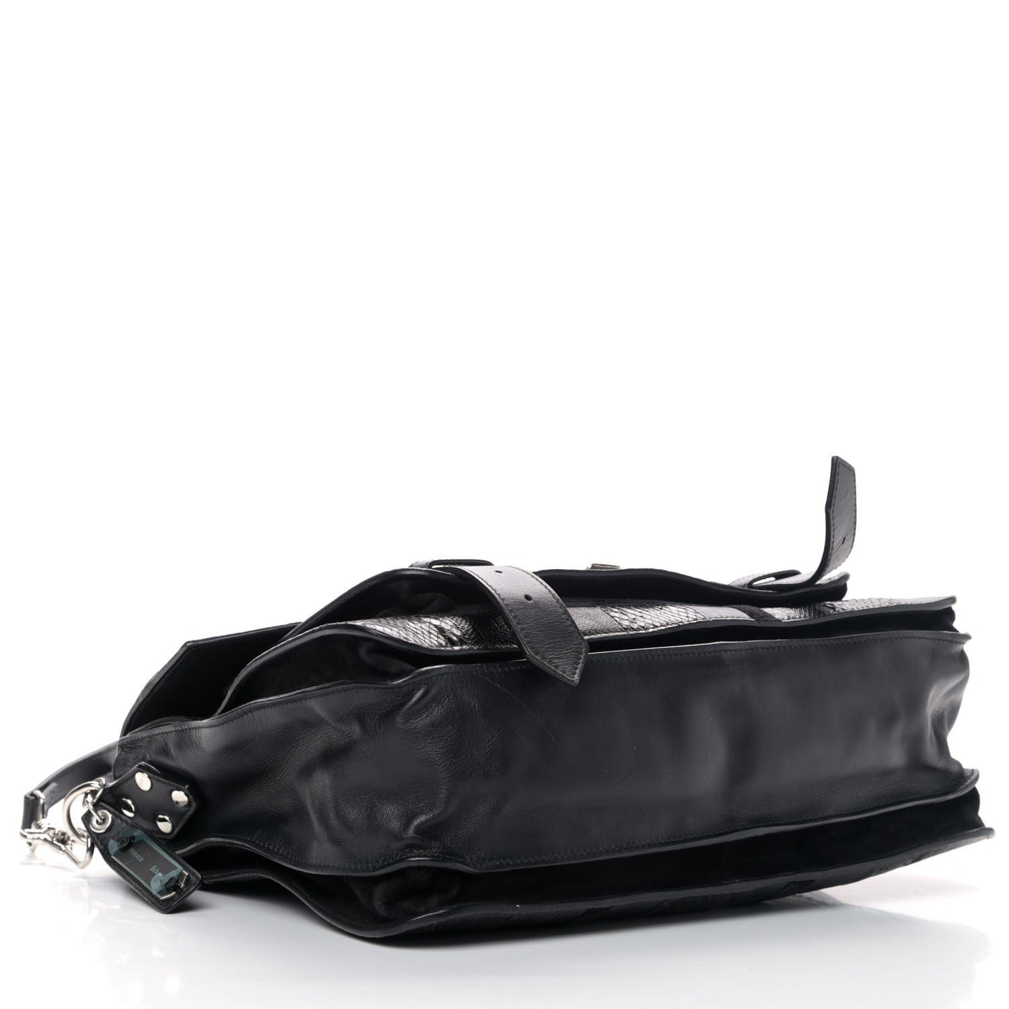 Lambskin Karung Ayers Medium Paneled PS1 Satchel Black
