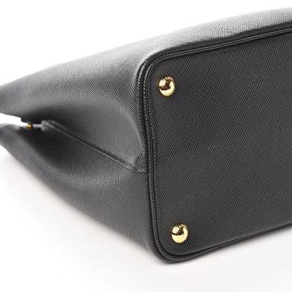 Prada Saffiano Cuir Medium Double Bag Black Fuoco 7 of 10
