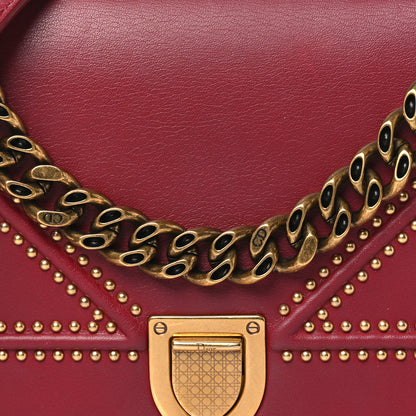 Christian Dior Calfskin Studded Small Diorama Flap Bag Burgundy 8 of 10