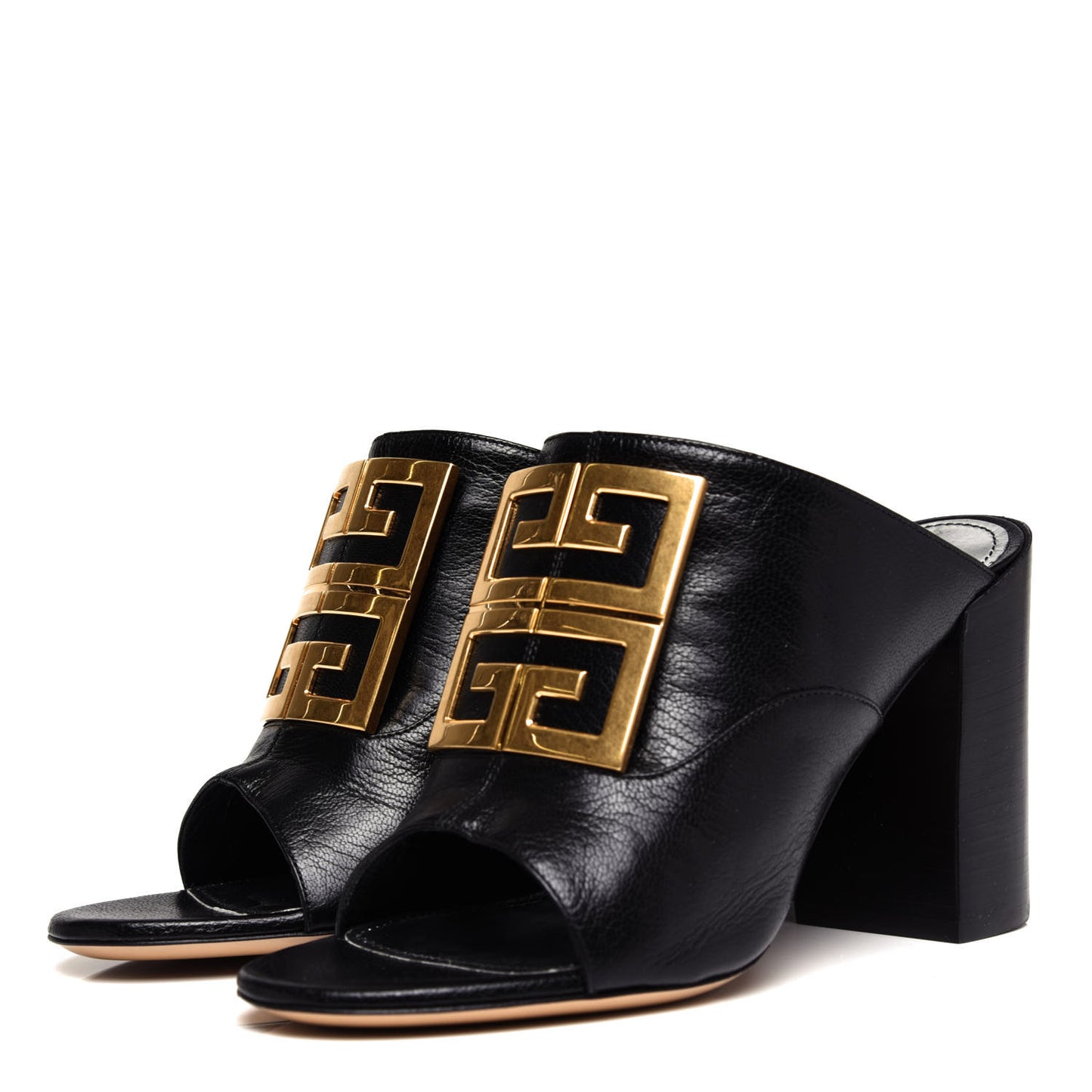 Grained Goatskin 4G Logo Mules 38 Black