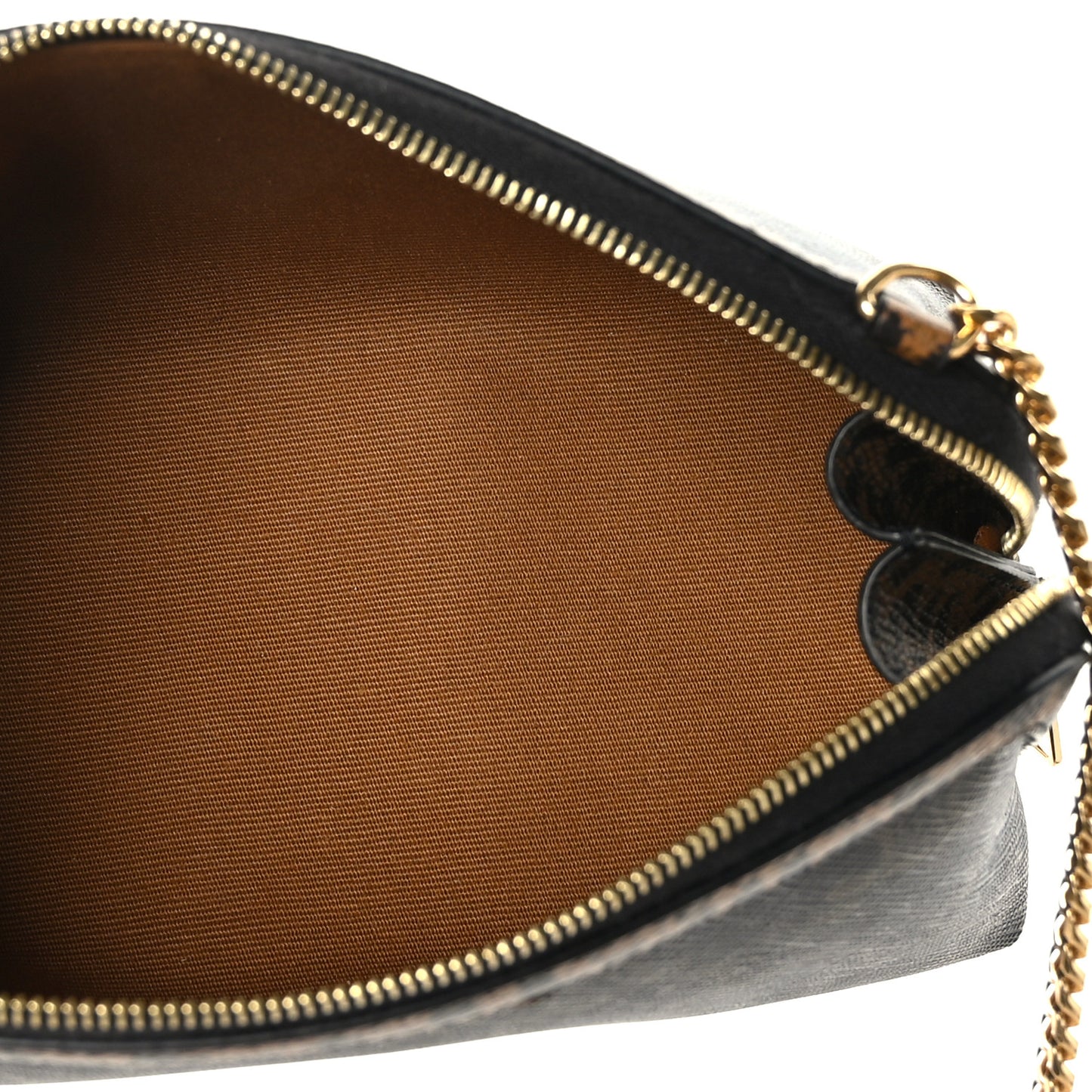 Triomphe Canvas Calfskin Leopard Print Mini Clutch on Chain Black Tan