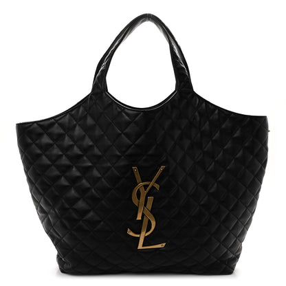 Saint Laurent Lambskin Quilted Maxi Icare Shopping Tote Black 3 of 10