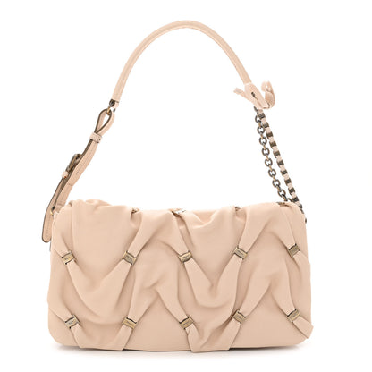 Salvatore Ferragamo Calfskin Pleated Vara Chain Shoulder Bag Light Pink 1 of 10