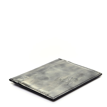 Christian Louboutin Textured Calfskin Print Card Holder Grey 4 of 9