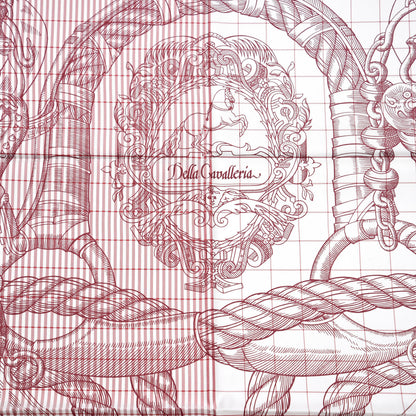 Hermes Silk Della Cavalleria Finesse Scarf 90 Bordeaux Blanc 4 of 6