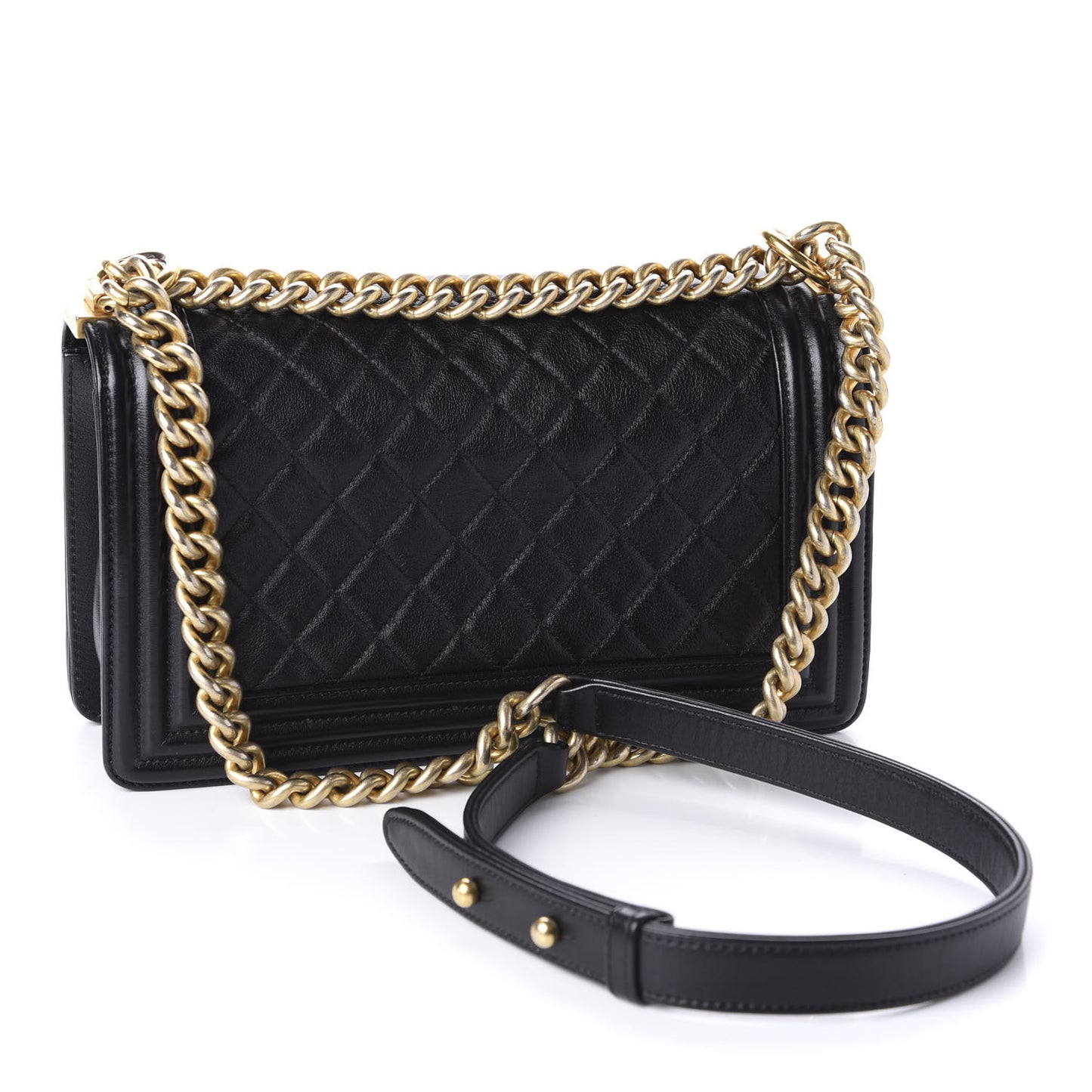 Lambskin Quilted Medium Boy Flap Black