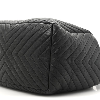 Chanel Deerskin Chevron Medium CC Chain Bucket Drawstring Bag Black 17 of 21