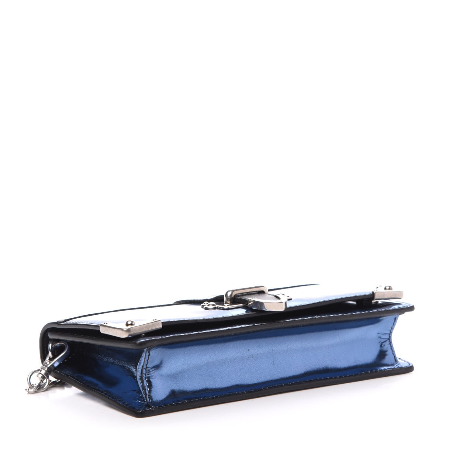 Prada Metallic Vitello Saffiano Cahier Pochette Denim Black 4 of 10