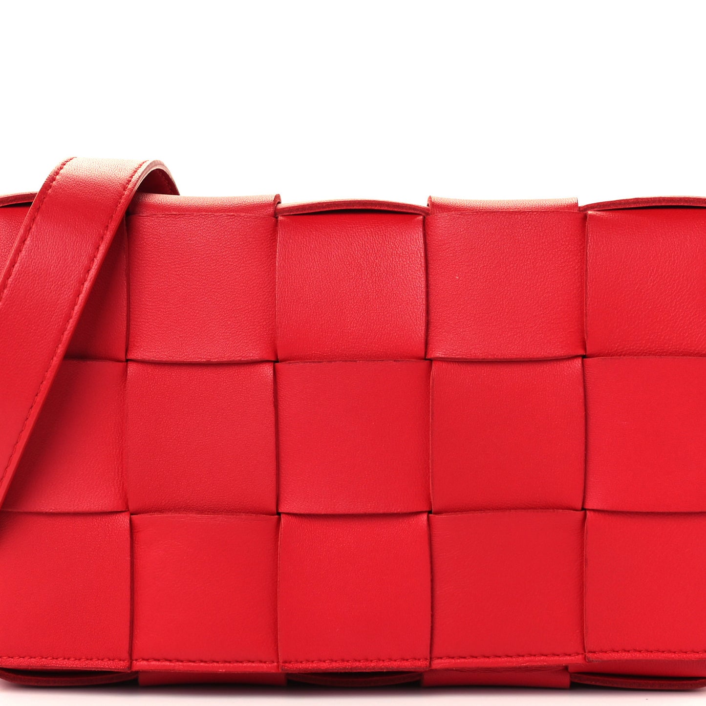 Lambskin Maxi Intrecciato Cassette Crossbody Bag Bright Red