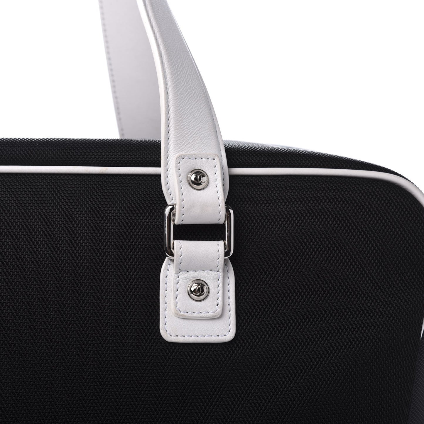 Canvas Rubber Airlines Large Zip Shopping Tote Black White Red