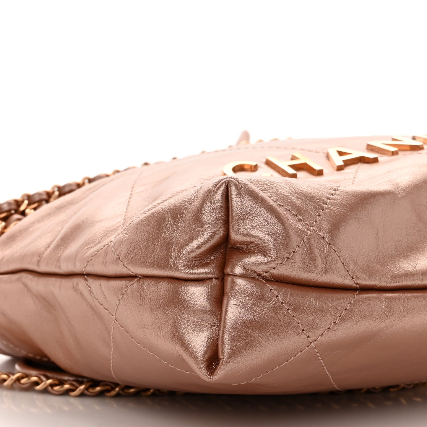 Metallic Calfskin Quilted Mini Chanel 22 Copper