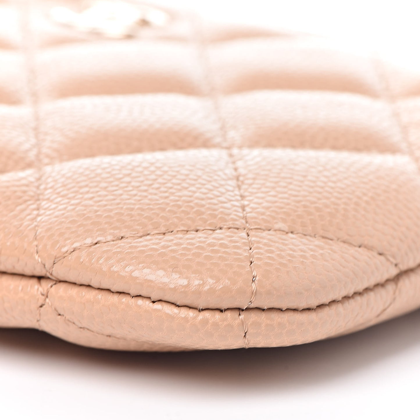 Caviar Quilted Small Cosmetic Case Beige