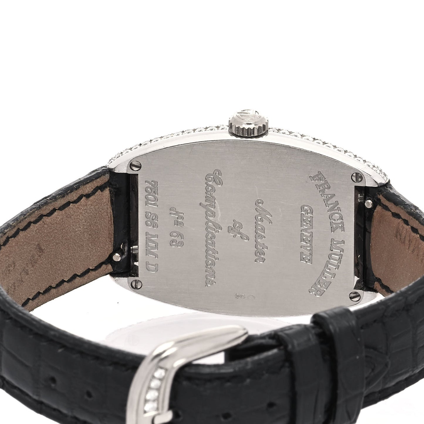 18K White Gold Alligator Diamond Pave Bezel 29mm Cintree Curvex Manual Winding Watch 1750S6D