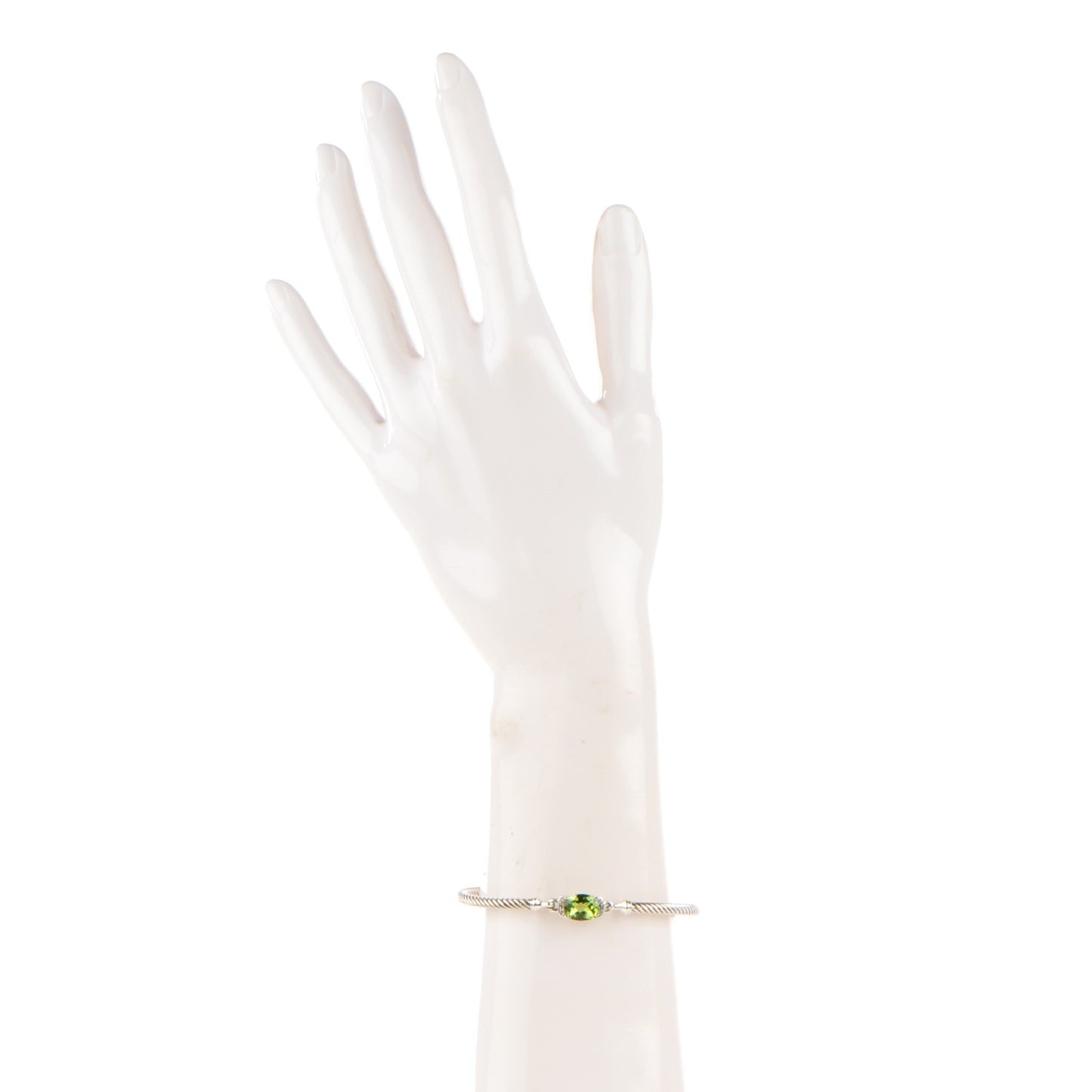 Sterling Silver Diamond Peridot 3mm Petite Wheaton Bracelet