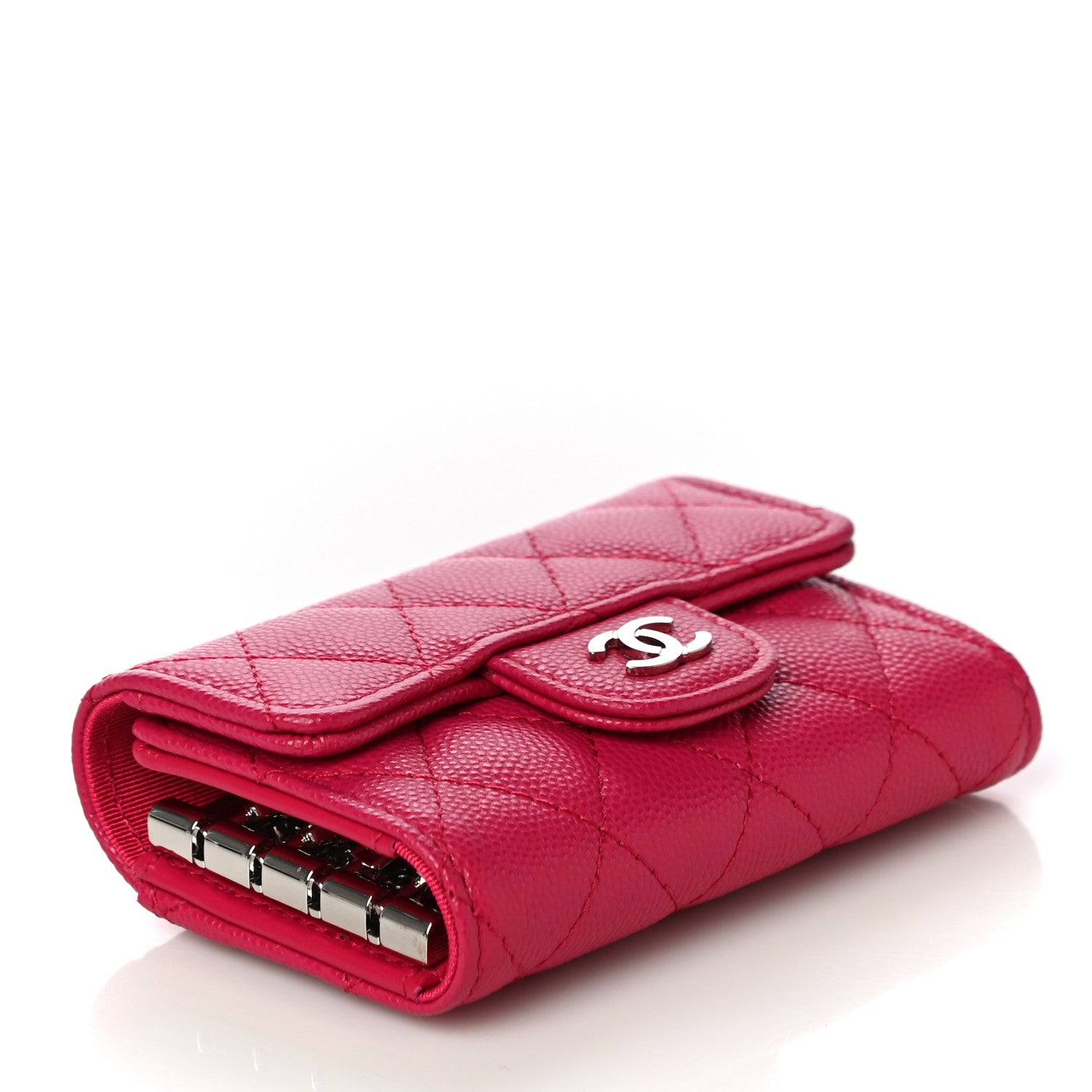 Chanel Caviar Quilted Classic 4 Key Holder Wallet Dark Pink 4 of 11
