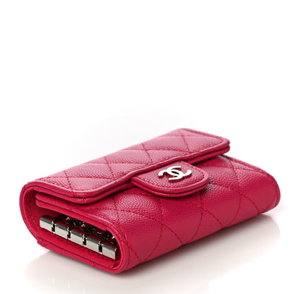 Chanel Caviar Quilted Classic 4 Key Holder Wallet Dark Pink 4 of 11