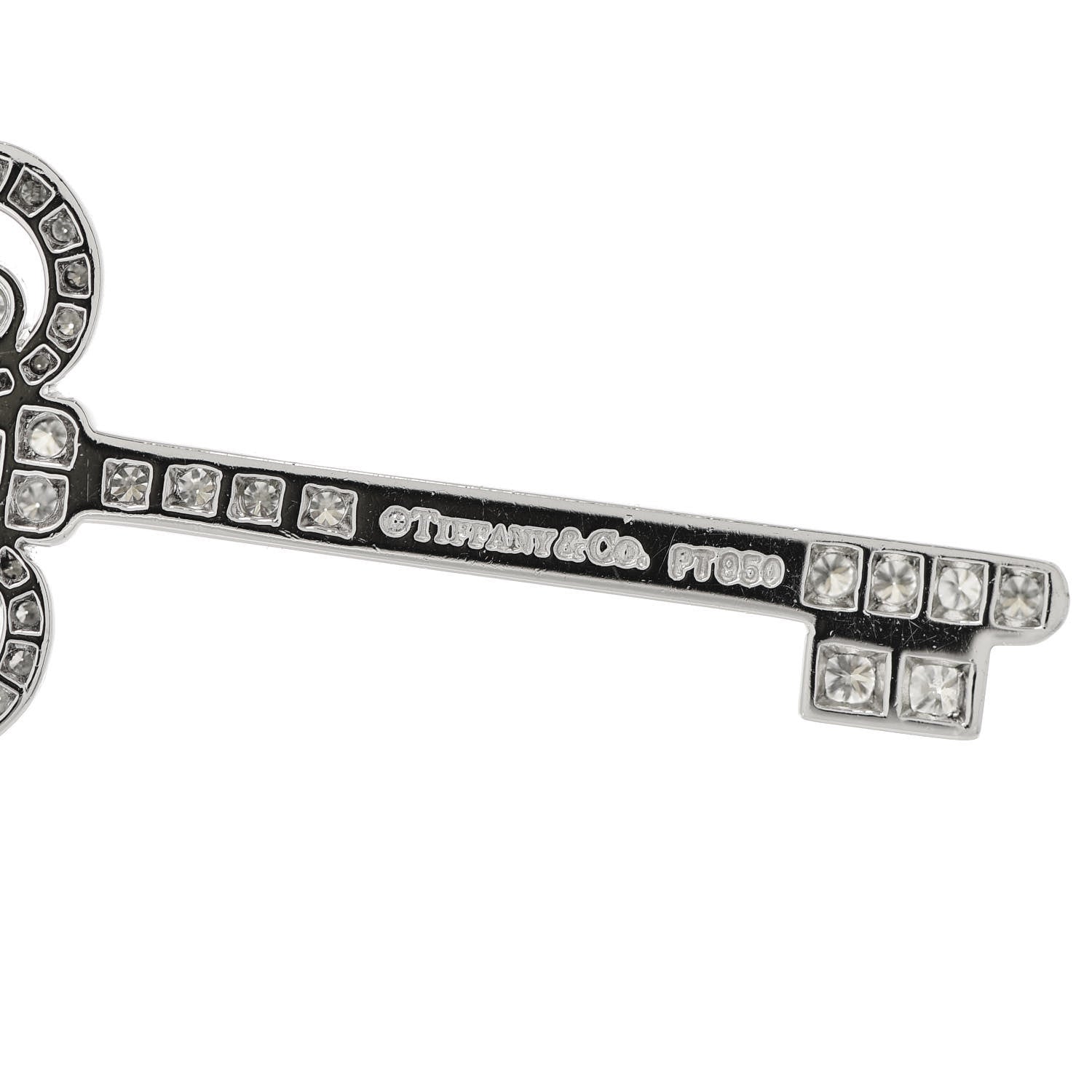 Tiffany Platinum Diamond .41ct Fleur De Lis Key Pendant 3 of 3