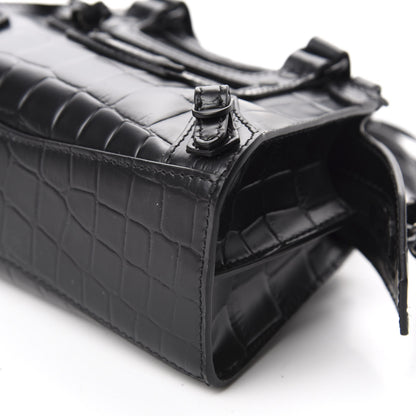 Balenciaga Semi Shiny Calfskin Crocodile Embossed Neo Classic Black Hardware Nano City Crossbody Black 7 of 10