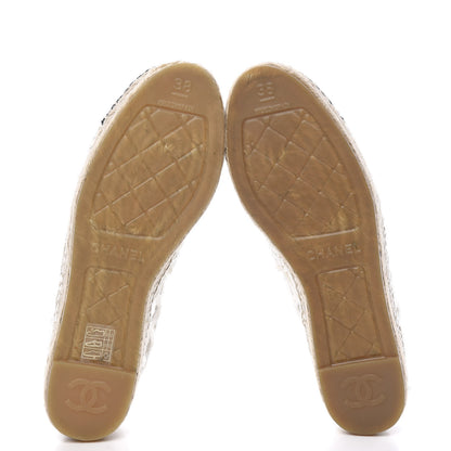 Chanel Woven Fabric Grosgrain CC Espadrilles 38 White Black 5 of 13