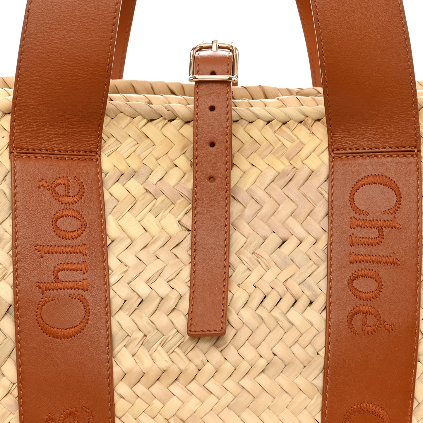 Raffia Smooth Calfskin Medium Sense Basket Caramel