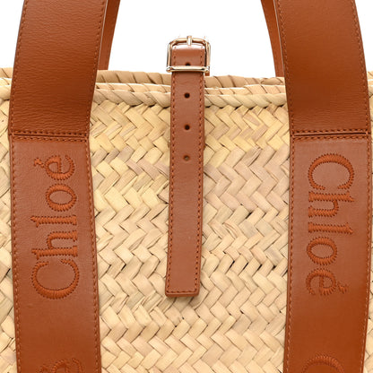 Chloe Raffia Smooth Calfskin Medium Sense Basket Caramel 8 of 15