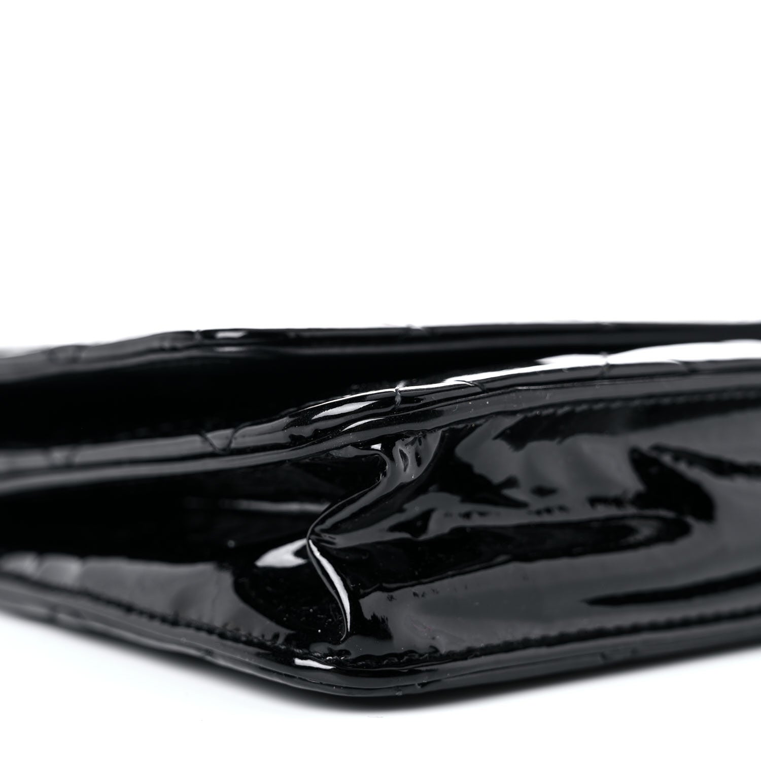 Chanel Patent Quilted Wallet On Chain WOC Black 10 of 16
