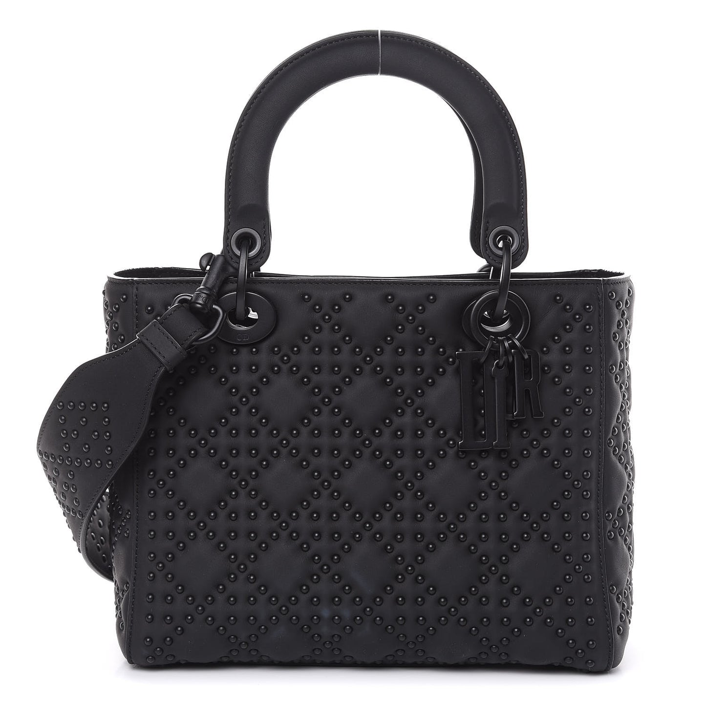 UItra Matte Calfskin Cannage Studded Medium Supple Lady Dior Black