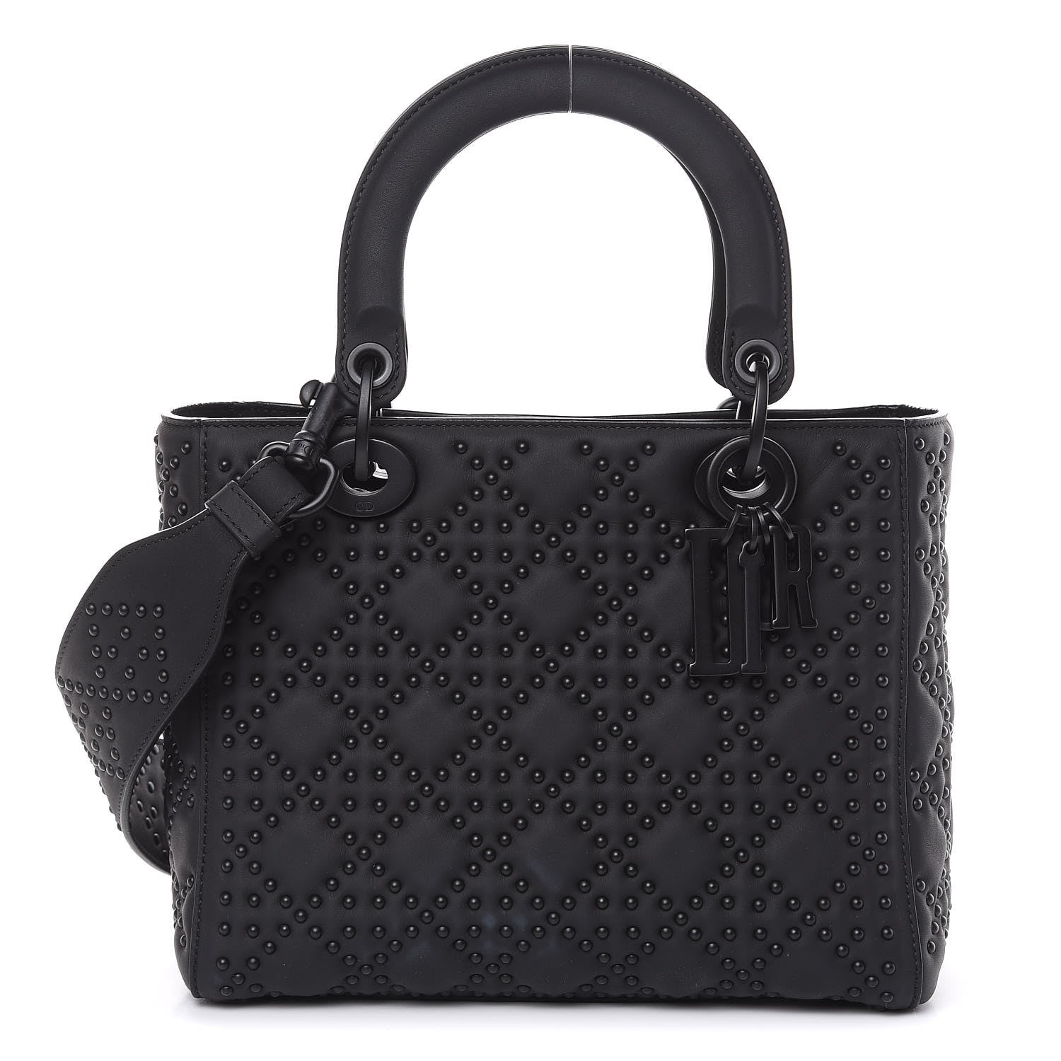 Christian Dior UItra Matte Calfskin Cannage Studded Medium Supple Lady Dior Black 1 of 11