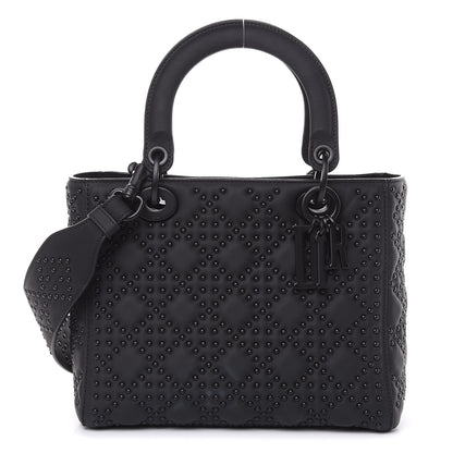 Christian Dior UItra Matte Calfskin Cannage Studded Medium Supple Lady Dior Black 1 of 11