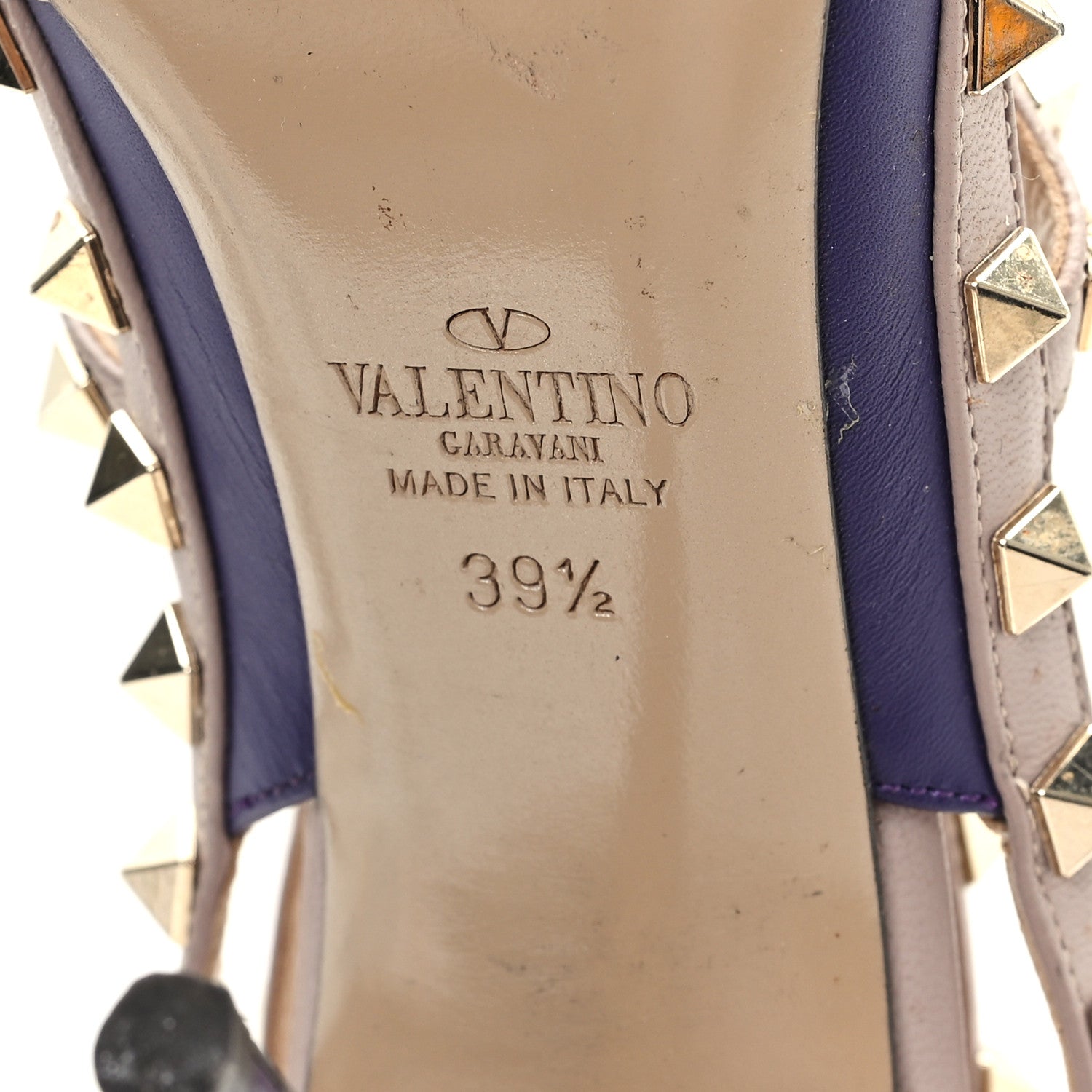 Valentino Garavani Calfskin Nappa Rockstud Ankle Strap 100mm Pumps 39.5 Dark Purple Poudre 7 of 9