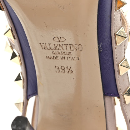 Valentino Garavani Calfskin Nappa Rockstud Ankle Strap 100mm Pumps 39.5 Dark Purple Poudre 7 of 9