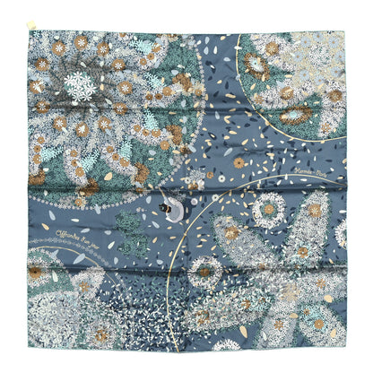 Hermes Silk Offrandes D'Un Jour Scarf 90 Ardoise Gris Bleute Turquoise 1 of 5