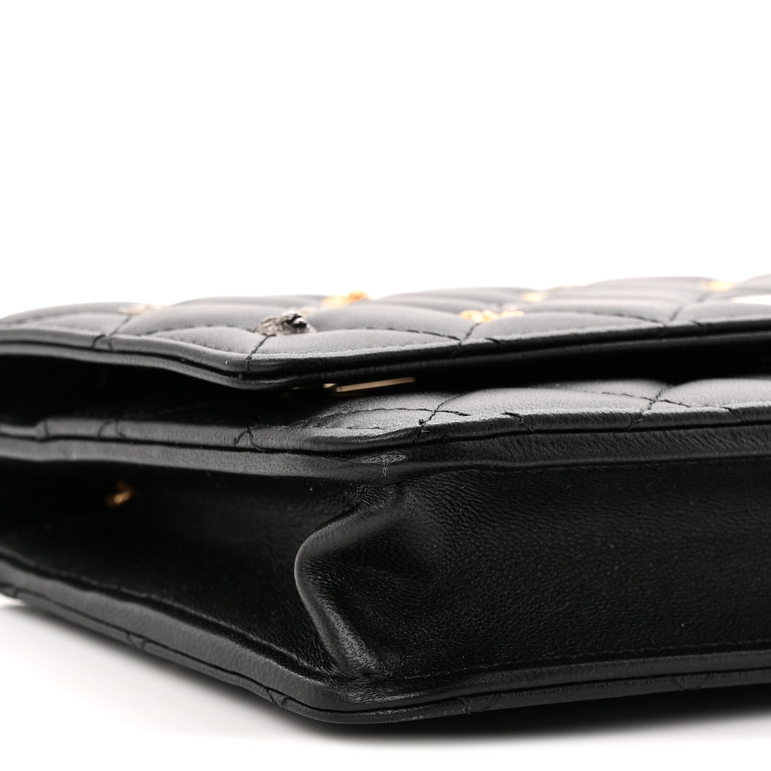 Chanel Lambskin Quilted All About Chanel Charm Wallet On Chain WOC Black 10 of 12