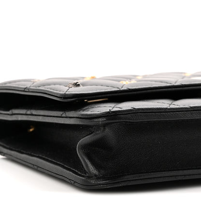 Chanel Lambskin Quilted All About Chanel Charm Wallet On Chain WOC Black 10 of 12