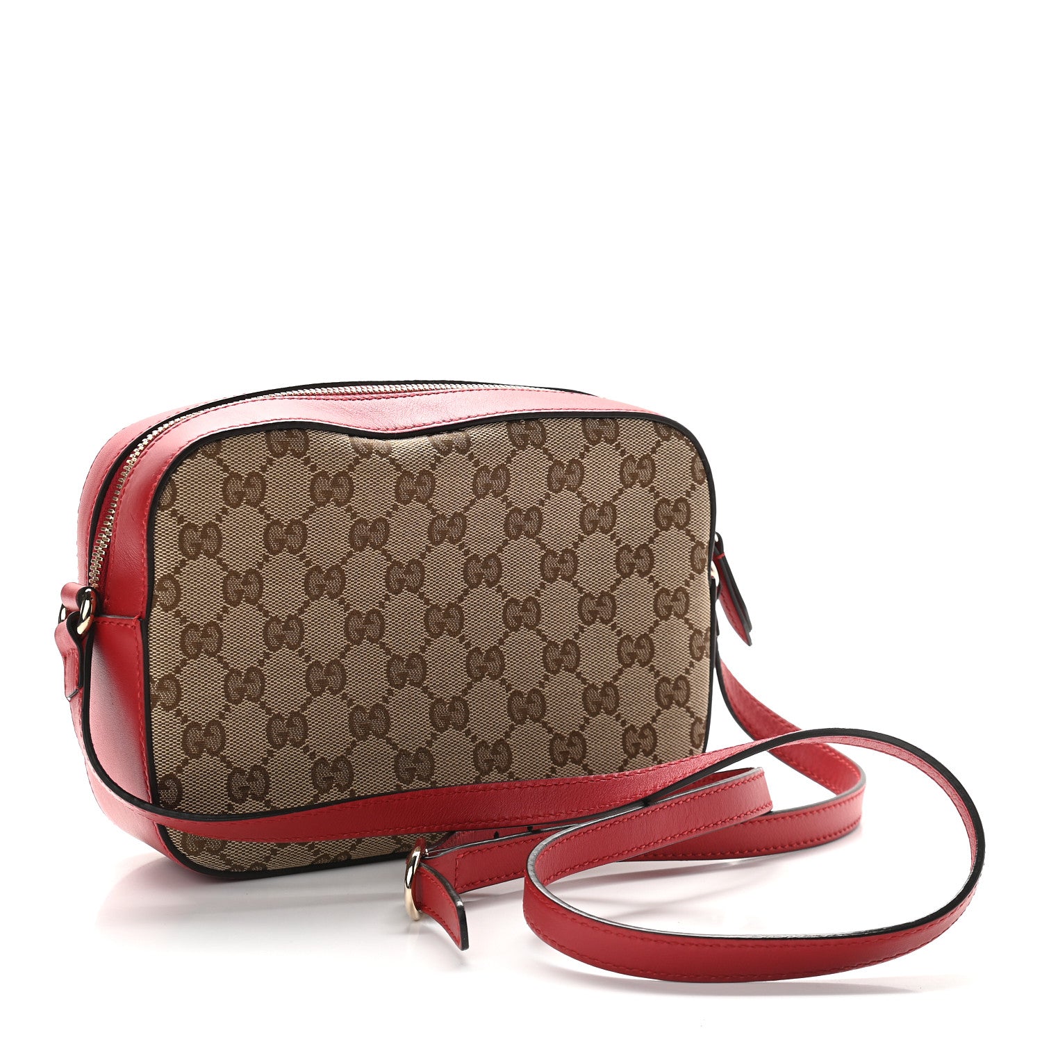 Gucci Monogram GG Supreme Web Small Webby Bee Shoulder Red 2 of 11