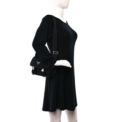 Prada Re-Nylon Saffiano Pocket Double Snap Buckle Shoulder Bag Black 2 of 10