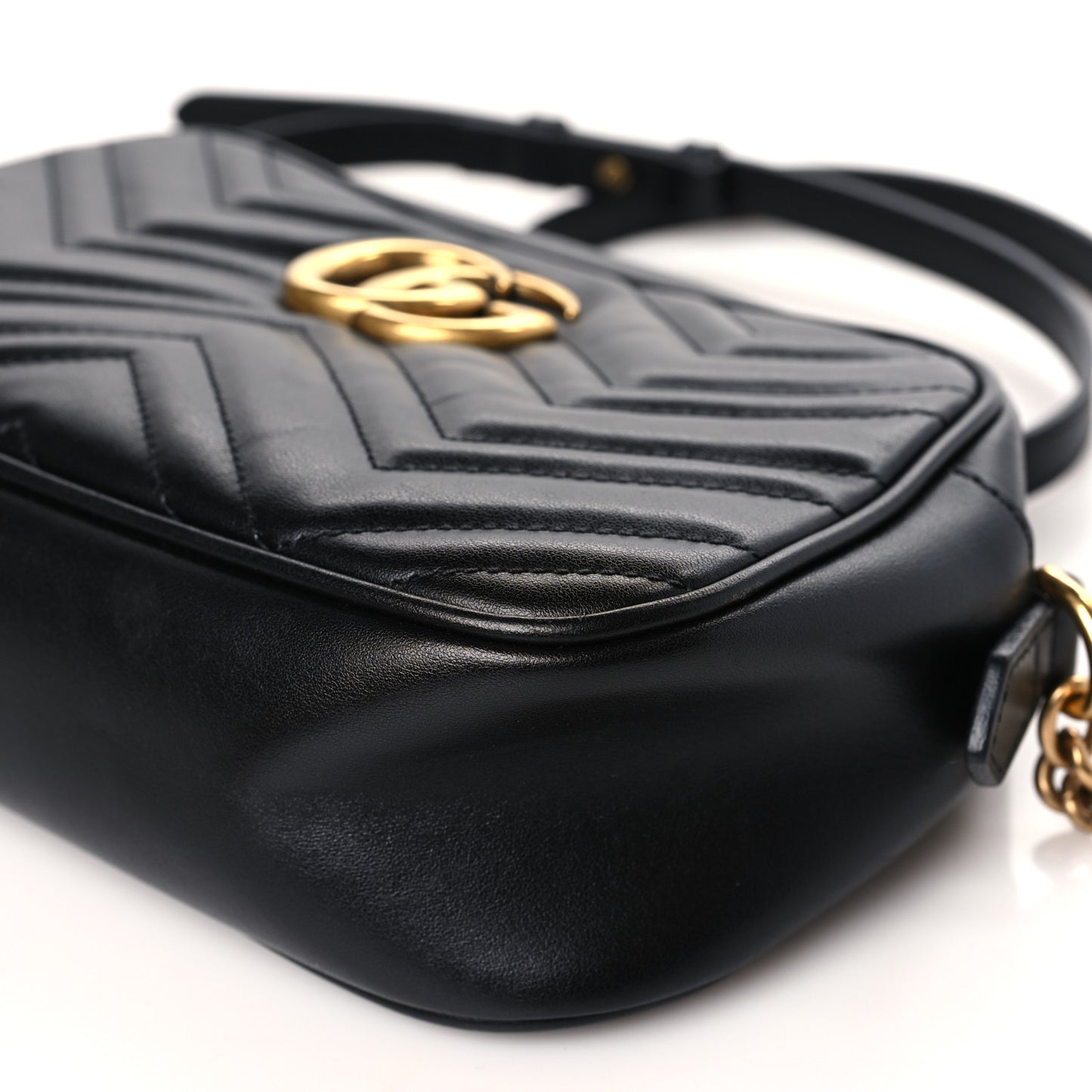 Calfskin Matelasse Small GG Marmont Chain Shoulder Bag Black