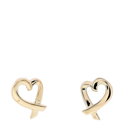 Tiffany 18K Yellow Gold Mini Paloma Picasso Loving Heart Earrings 1 of 4