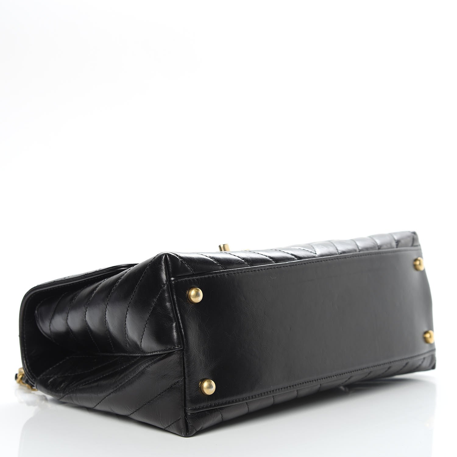 Chanel Calfskin Lizard Chevron Quilted Small Coco Handle Flap Black 4 of 13