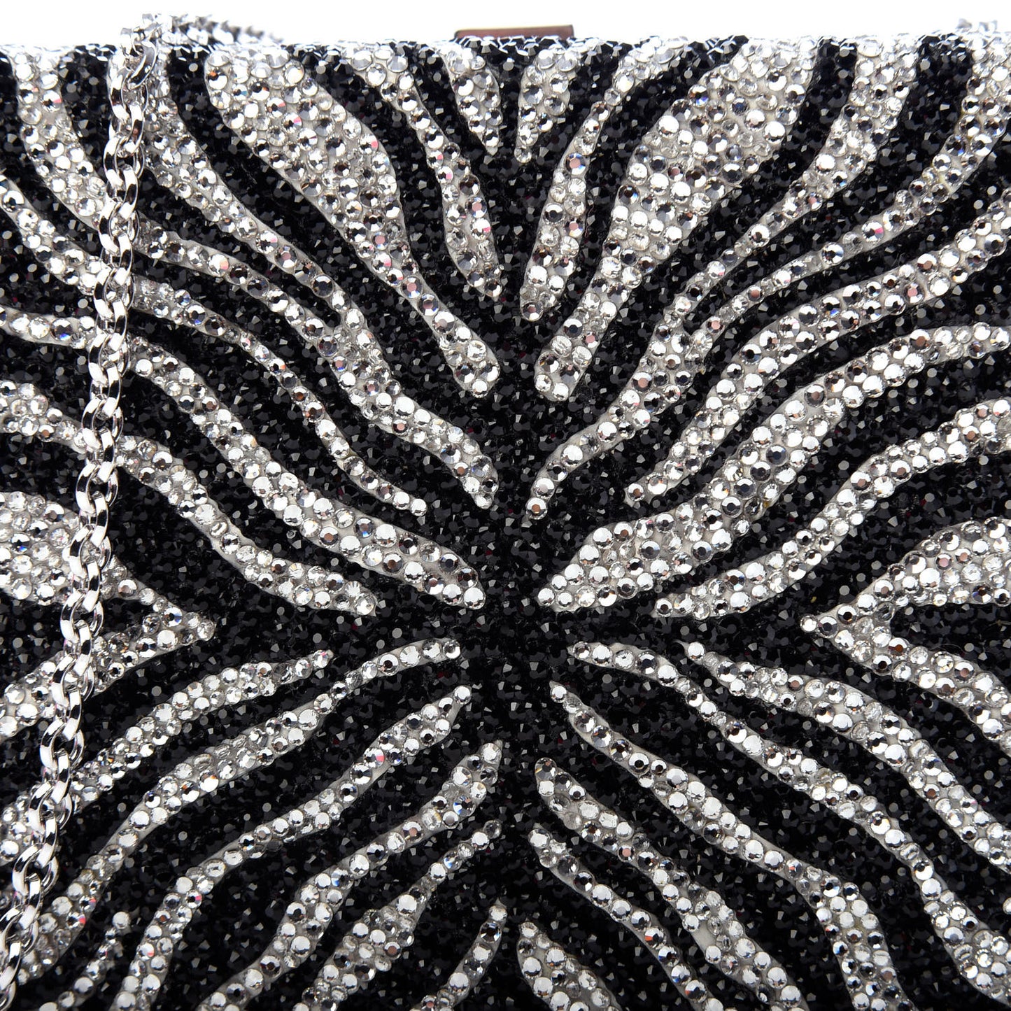 Austrian Crystal Zebra Evening Bag Silver Black