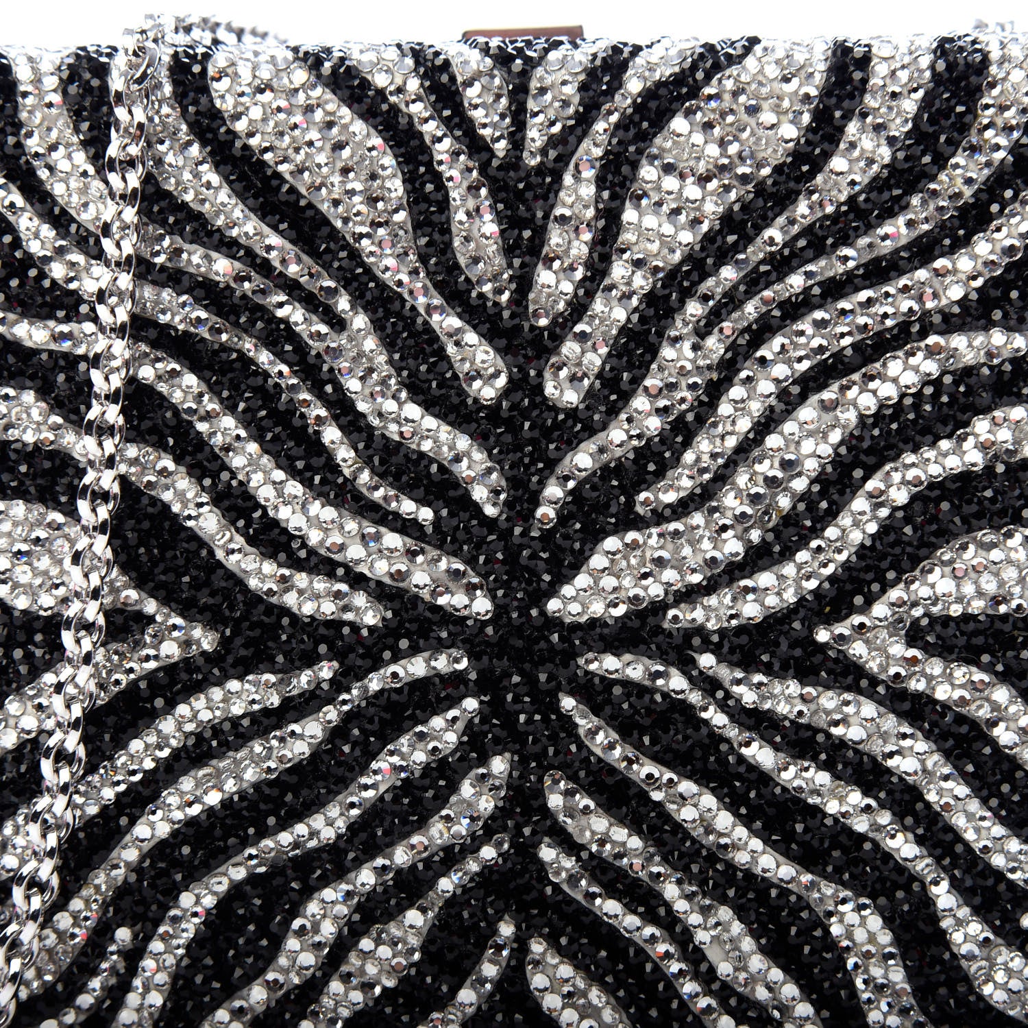 Judith Leiber Austrian Crystal Zebra Evening Bag Silver Black 9 of 9