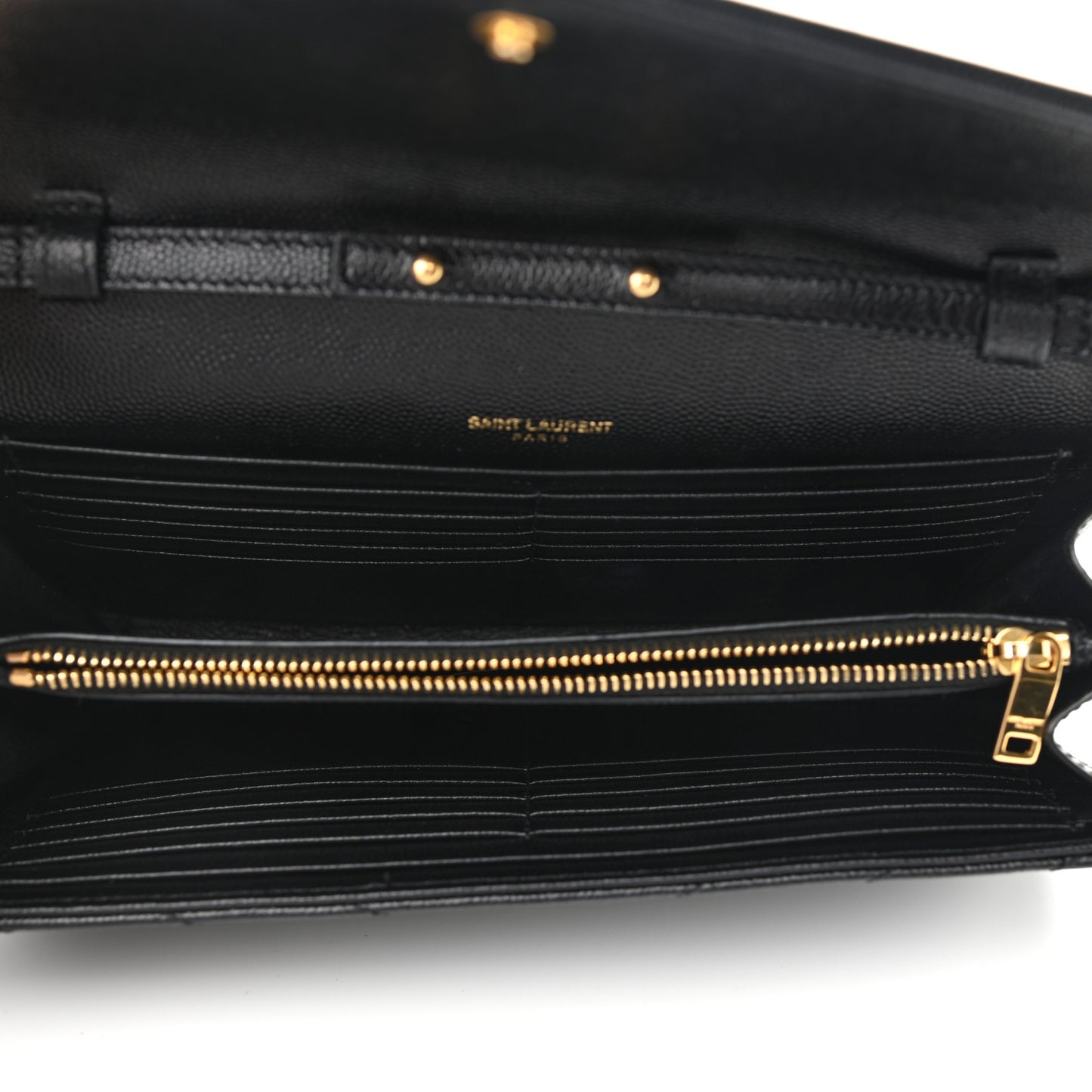 Grain De Poudre Matelasse Chevron Monogram Chain Wallet Black