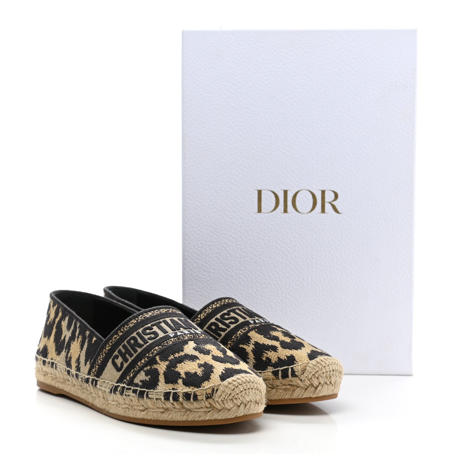 Christian Dior Cotton Embroidered Leopard Print Granville Espadrille 38 Natural 9 of 9