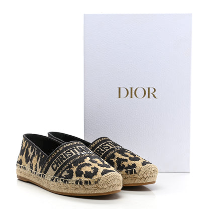 Christian Dior Cotton Embroidered Leopard Print Granville Espadrille 38 Natural 9 of 9